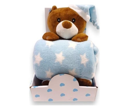 Bbo b200003 set igračka + ćebence sleeping bear - blue ( B200003-4 )