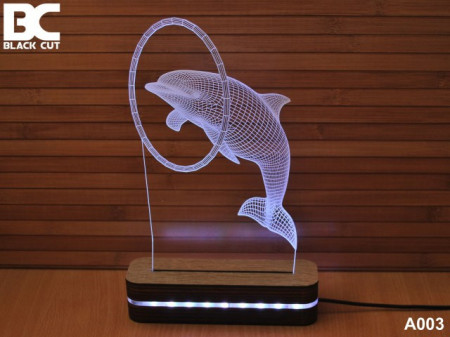 Black Cut 3D Lampa jednobojna - Delfin ( A003 )