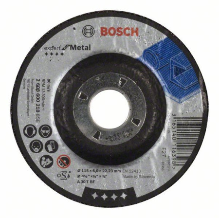Bosch brusna ploča ispupčena expert for metal A 30 T BF, 115 mm, 6,0 mm ( 2608600218 )