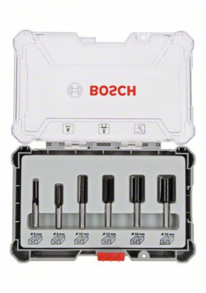 Bosch komplet ravnih glodala, 6 komada, držač od 8 mm 6-piece straight router bit set. ( 2607017466 )