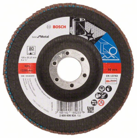 Bosch lamelni brusni disk X571, best for metal prečnik 125 mm granulacija 80, kolenasti ( 2608606924 ) - Img 1