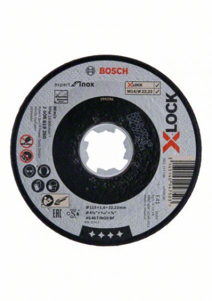 Bosch X-Lock expert for Inox 115x1,6x22,23 za ravno sečenje AS 46 T inox BF, 115 mm, 1,6 mm ( 2608619260 )