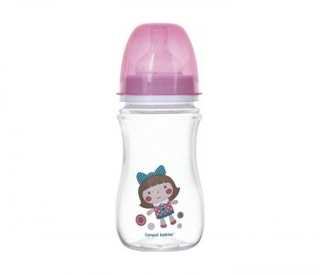 Canpol baby flašica 240ml široki vrat, antikolik - easy start- toys pink doll ( 35/221_pin )