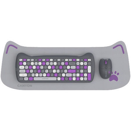 Canyon HSET-W6 EN/AD Keyboard+Mouse Kitty Edition AAA+?? Wireless Violet ( CNS-HSETW6VT-AD )