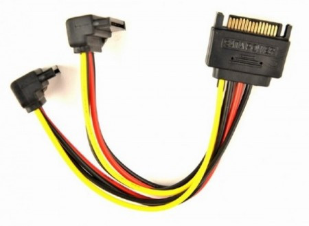 CC-SATAM2F-02 Gembird SATA power splitter cable with angled(90) output connectors, 0.15 m - Img 1