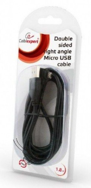 CCB-USB2-AMmDM90-6 Gembird USB 2.0 AM to Double-sided right angle Micro-USB cable, 1.8M