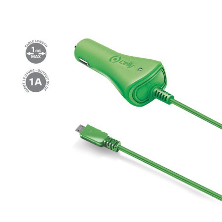 Celly auto punjač sa kablom u zelenoj boji ( CCMICROG ) - Img 1