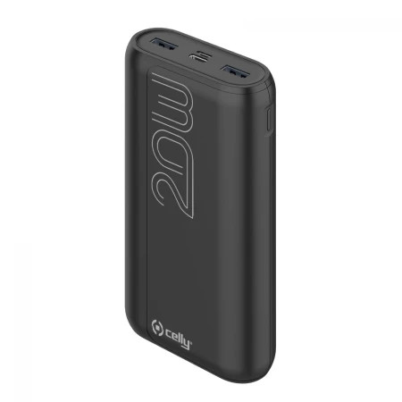 Celly power bank 20000 mAh 20W + kabl Type-A na Type-C crna ( 77007 )
