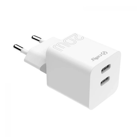 Celly punjač 20W PD USB-C + USB-C bela ( 77021 )