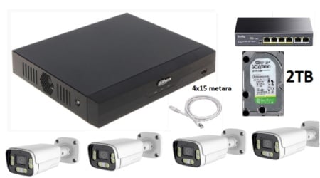 Dahua gmb-01 cam-ip5mp-hag60 poe swich cudy 5mpx audio set 4 kamere