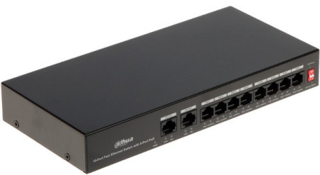 Dahua Switch PFS3010-8ET-65 10/100 RJ45 ports, POE 8 kanala, UPLINK 2xGbit