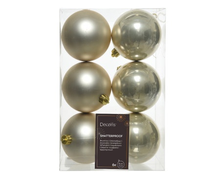 Dekordom novogodišnja dekoracija - hanging bauble set mix 6pcs 8cm 022065 - pearl - kmg ( 043294 )-1