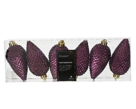 Dekordom novogodišnja dekoracija - hanging pinecone set 6pcs 8cm 028677 - dark mauve - kmg ( 043325 )