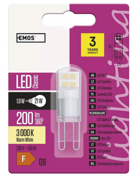 Emos LED sijalica classic jc 1,9w g9 ww zq9524 ( 2914 )