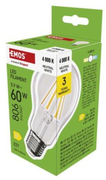 Emos zf5d43 sijalice Led sijalica filament a60 5,9w(60w) 806lm e27 nw ( 3444 )