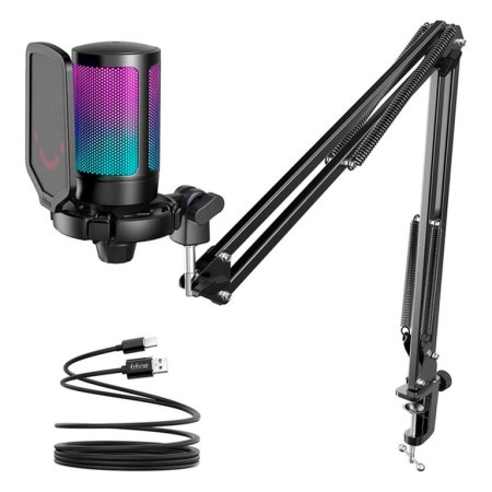 Fifine A6T USB Gamong Microphone With RGB And Boom Arm Stand - Black ( 066952 )