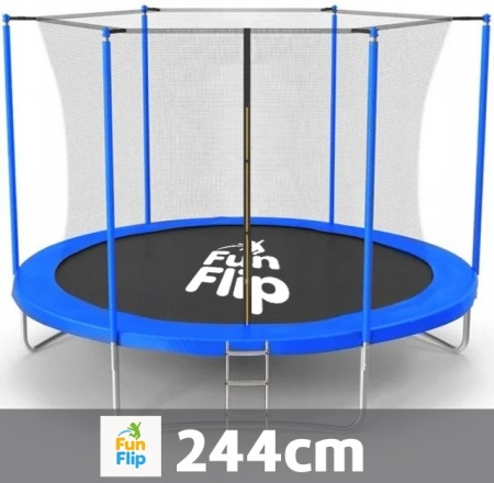 Fun Flip Trambolina 244cm sa unutrašnjom sigurnosnom mrežom - 150 kg nosivosti ( FF-244-BL-IN )