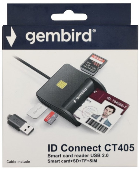 Gembird CRDR-CT405 smart card reader USB2.0 Citac licne karte, sobracajne bank. +SD+TF+SIM reader (1119)