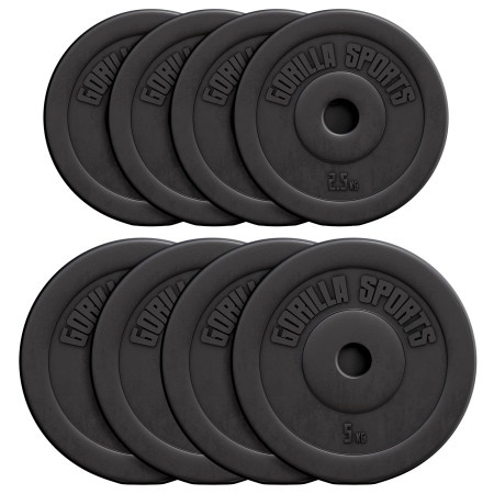 Gorilla Sports Set tegova obloženih plastikom 30 kg (4x2,5 + 4x5 kg) ( 100658-00006-0114 )