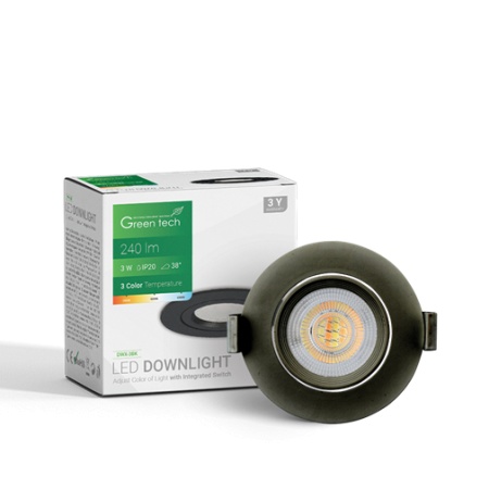 Green tech led spot 3w 3000k-4000-6500k 240lm 3cct crna ( DWX-3BK )