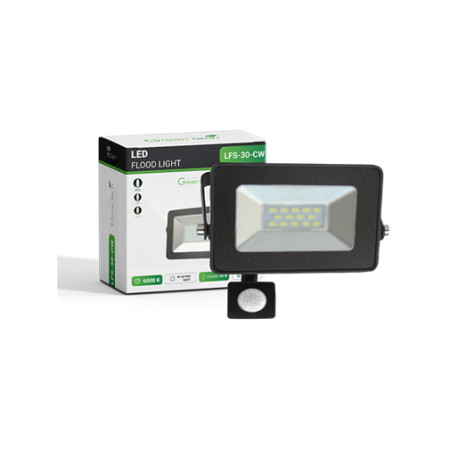 GreenTech LED reflektor 30W 6000K crni LFS-30 senzor ( 060-0619 ) - Img 1
