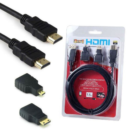 HDMI kabl 1.5m sa mikro mini hdmi adapterima ( 55-052 )