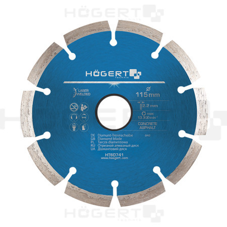 Hogert rezni segmentirani dijamntni disk, 115 mm, laserski varen ( HT6D741 )