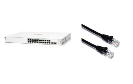 HP  Aruba 1830 24G 2SFP PoE 195W Switch + patch kabl, Cat6 0.5m ( 0001379801 ) -1