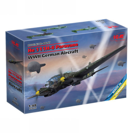 ICM Model Kit Aircraft - He 111H-8 Paravane WWII German Aircraft 1:48 ( 060935 )  - Img 1