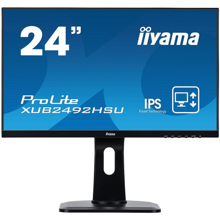Iiyama monitor prolite, 24" ETE, ultra slim line , 1920x1080, IPS-panel, 13cm height adj. stand, pivot, 4ms, 250 cdm˛, speakers, VGA, HDMI,