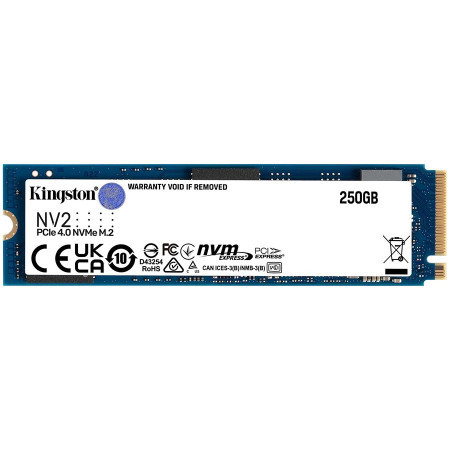Kingston 250GB NV2 M.2 2280 PCIe 4.0 NVMe SSD, up to 30001300MBs, 80TBW, EAN: 740617329889 ( SNV2S/250G )