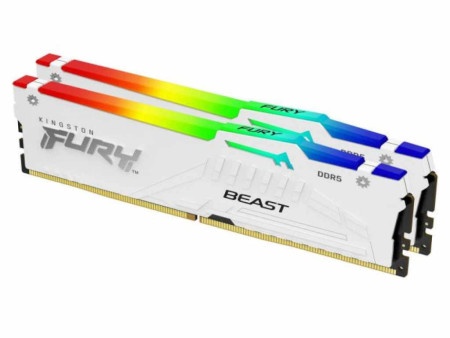 Kingston 64gb(2x32gb)/dimm/ddr5/5200mhz/cl40/fury beast white rgb xmp memorija ( KF552C40BWAK2-64 )