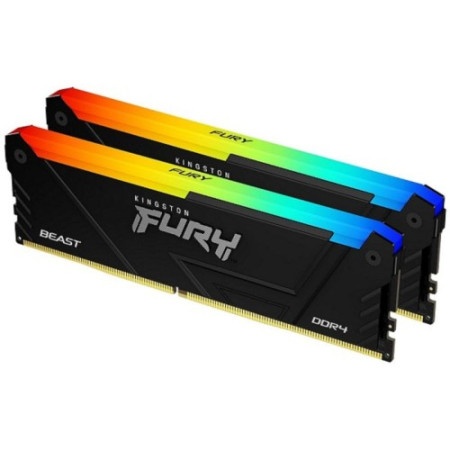 Kingston DDR4 32GB (2x16GB) 3600MHz fury beast RGB Non-ECC UDIMM, CL18 1.35V, 288-Pin 1Rx8, Memory Kit, w/RGB Heatsink, XMP memorija ( KF43-1