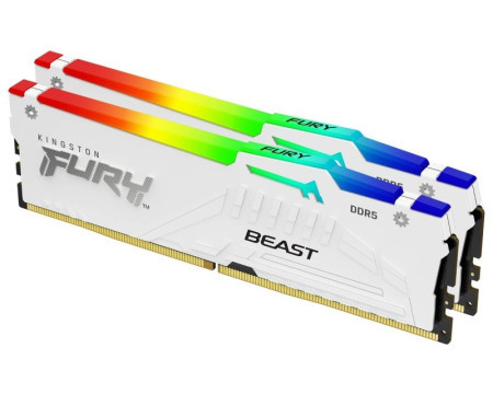 Kingston DIMM DDR5 64GB (2x32GB kit) 5200MT/s KF552C36BWEAK2-64 fury beast RGB white expo memorija