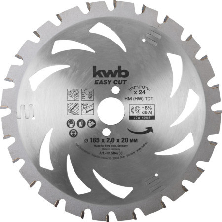 KWB easycut rezni disk za cirkular 165x20, 24Z, HM, za drvo/metal(nonFe)/plastiku, energy saving ( KWB 49584738 ) - Img 1