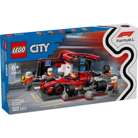 Lego city f1 pit stop and pit crew with ferrari car ( LE60443 )