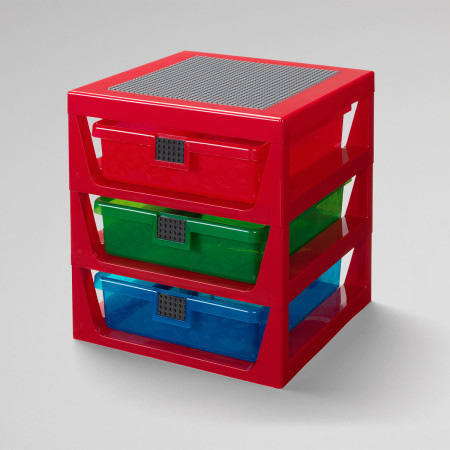 Lego polica sa 3 fioke i podlogom za gradnju - crvena ( 40950001 )