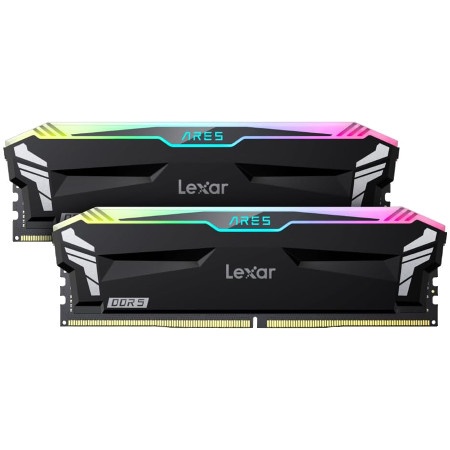 Lexar Ares DDR5 (2X16GB) 6400 CL32 1.4V RGB lighting, Black Color ( LD5EU016G-R6400GDLA )