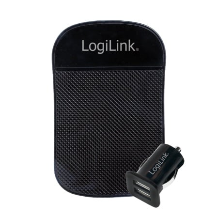 Logilink USB 2-Port punjač za auto, plus pogloga protiv klizanja, crna ( 5367 )