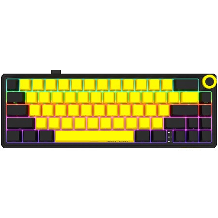 Lorgar Wireless mechanical gaming keyboard Pro, 2.4 GHz, Toxic Purple switches, black yellow ( LRG-KBP70MW-YL-US ) -1