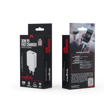Maxlife kućni punjač za telefon od 30W sa USB-A i USB-C ulazom White ( OEM0101404 )