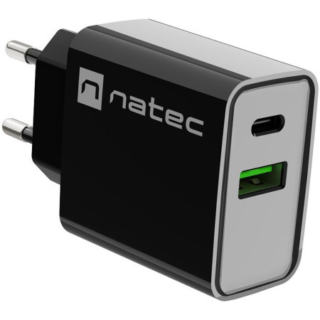 Natec ribera USB type c type-a charger, QC3.0 & PD3.0, 3A 20W, Black ( NUC-2062 )