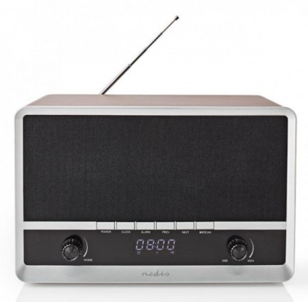 Nedis prenosni retro radio prijemnik 12W, FM, AUX, Bluetooth, Alarm, 1200mAh, 522-1620kHz RDFM5200BN