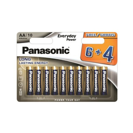Panasonic lr6eps10bw-aa baterije 10 kom 6+4F alkalne ever - Img 1
