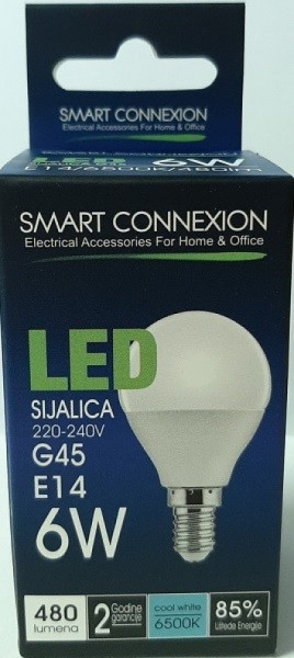 Smart connexion E14/6W/G45-OKRUGLA/6500K/480LM/25.000H/230V ( E146G45FC/Z )