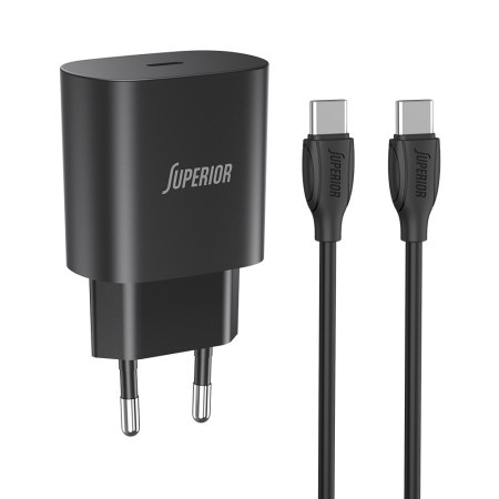 Superior co-dc24 fast pd 25w 3a type c na type c crni Kucni punjac ( P1009 )