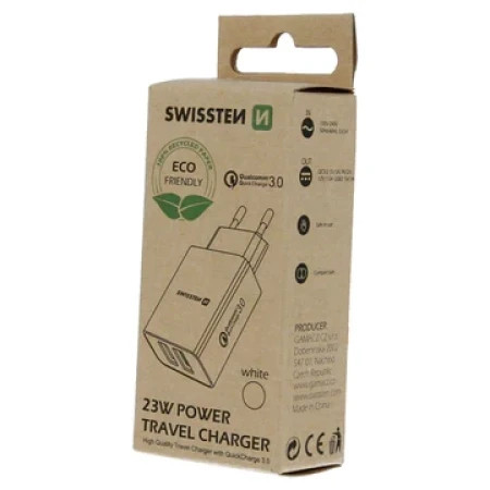 Swissten punjač Eco Pack 2x USB 23W bela ( 80204 )