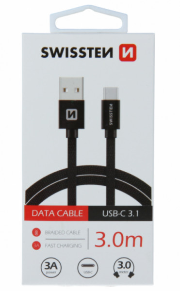 Swissten USB data cable 3m type C (Crna)