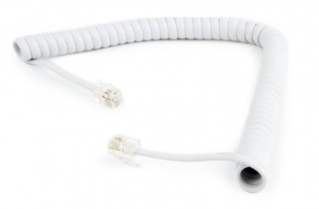 TC4P4CS-2M-W Gembird Telefonski kabl spiralni za slusalicu, RJ10 (4P4C), 2m White