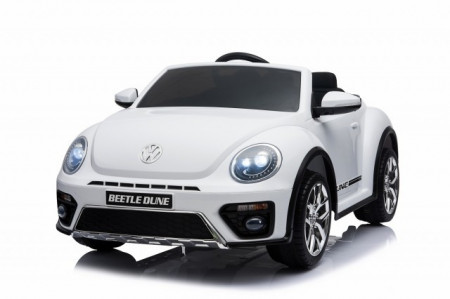 Volkswagen Buba Licencirani auto na akumulator sa kožnim sedištem i mekim gumama - Beli - Img 1